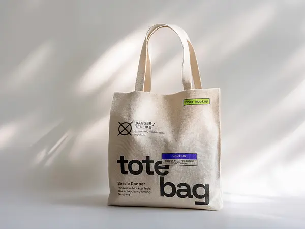 Free Fabric Shopper Bag Mockup