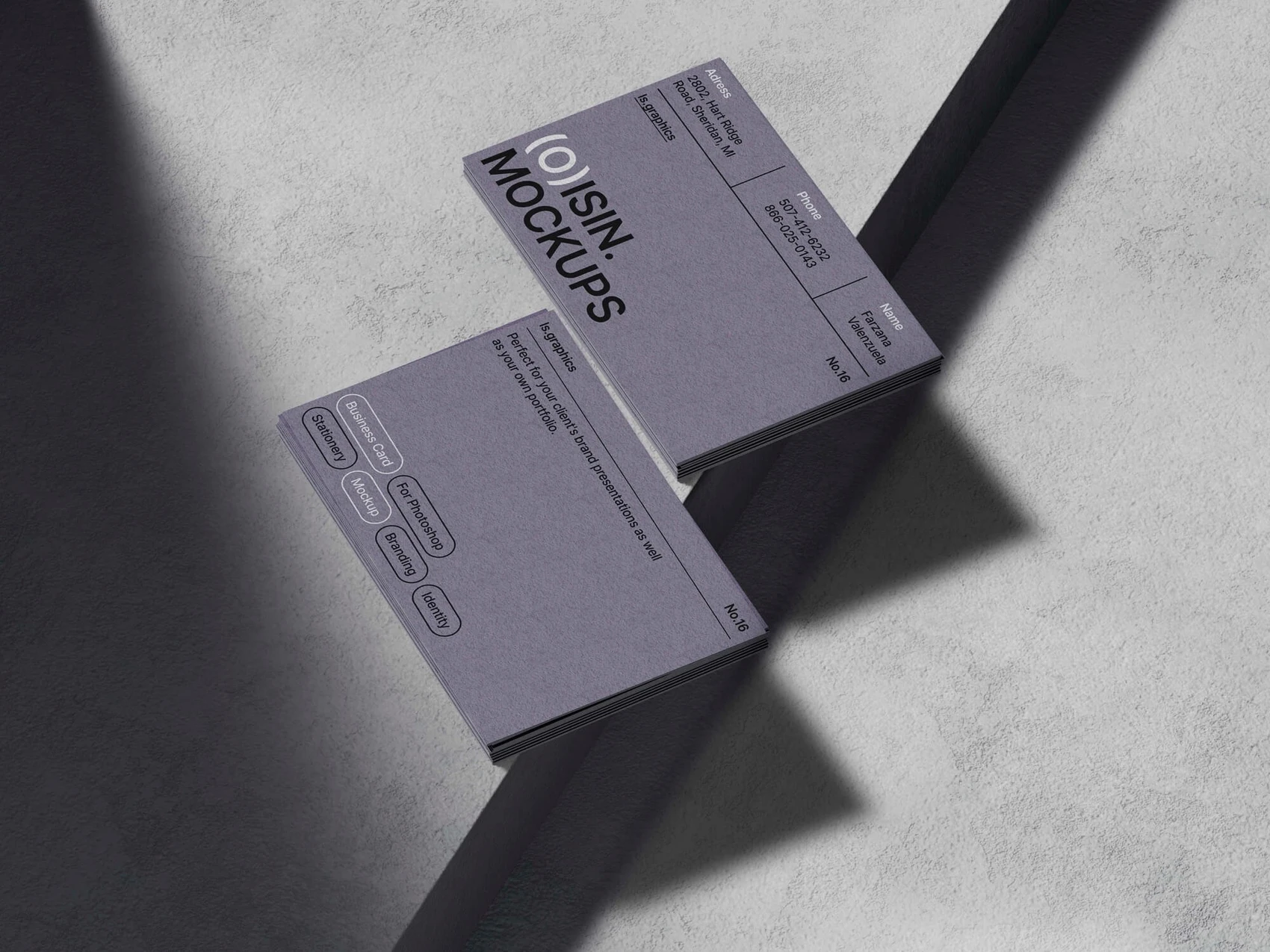 Oisin, Business Card Mockups with Minimalistic Concrete Backdrop, EU, 02 1