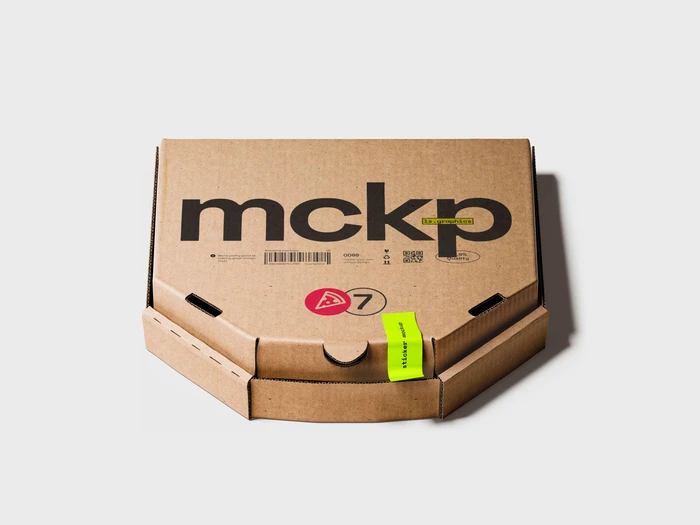 Pizza Box Mockup, Kraft, Scene 07