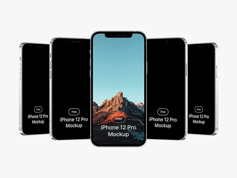 Free Five iPhone 12 Pro Mockups