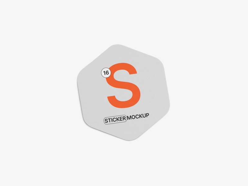 Glossy Sticker Mockup, Scene 01