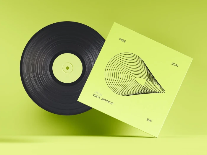 Elegant Vinyl and Cover PSD Mockup