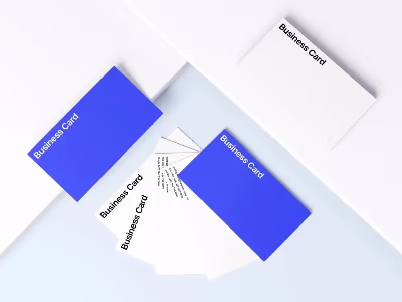 Free Top View Business Cards Mockup