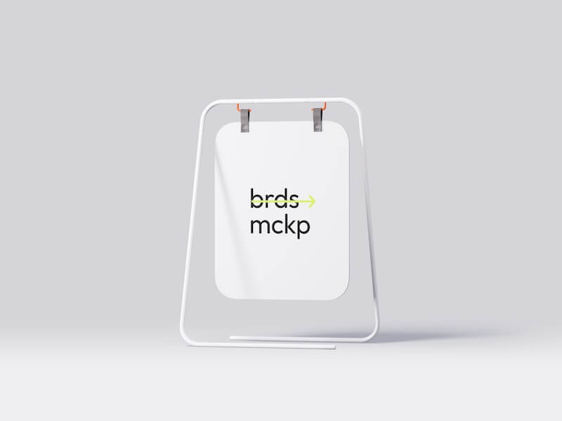 Stylish Sign Mockup on Metal Frame, Isolated, 06