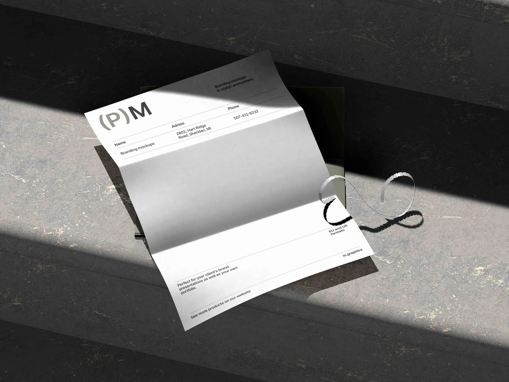 Oisin, Letterhead Mockup with Beautiful Shadows, EU, 08 1