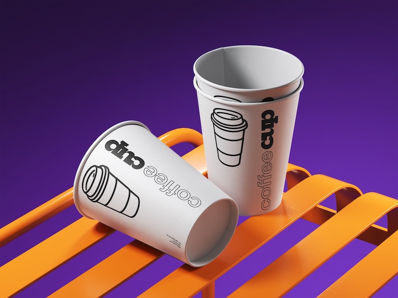 Casual Coffee Cup Mockup On Bench
