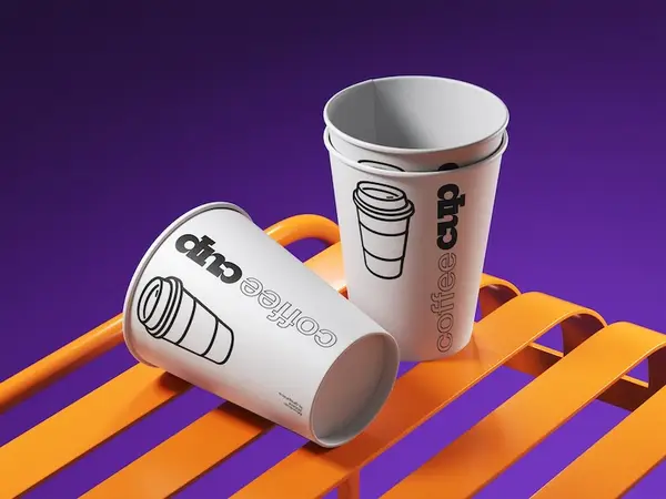 Casual Coffee Cup Mockup On Bench