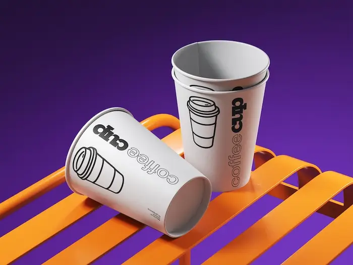 Casual Coffee Cup Mockup On Bench