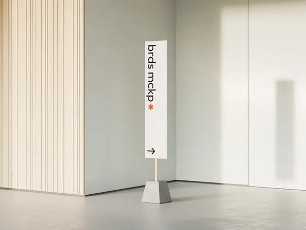 Sign Mockup Mounted on a Stand, Environment, 15