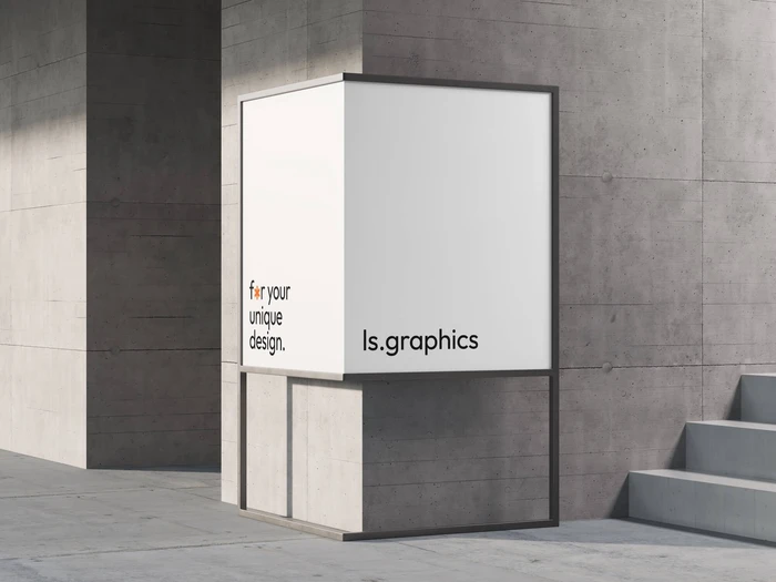 Corner Banner Mockup on Metal Frame, Environment, 02
