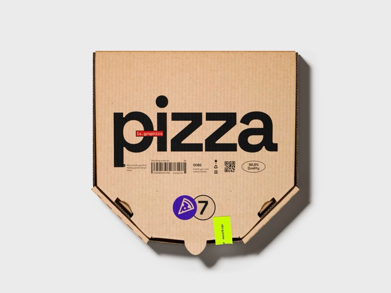 Pizza Box Mockup, Kraft, Scene 05