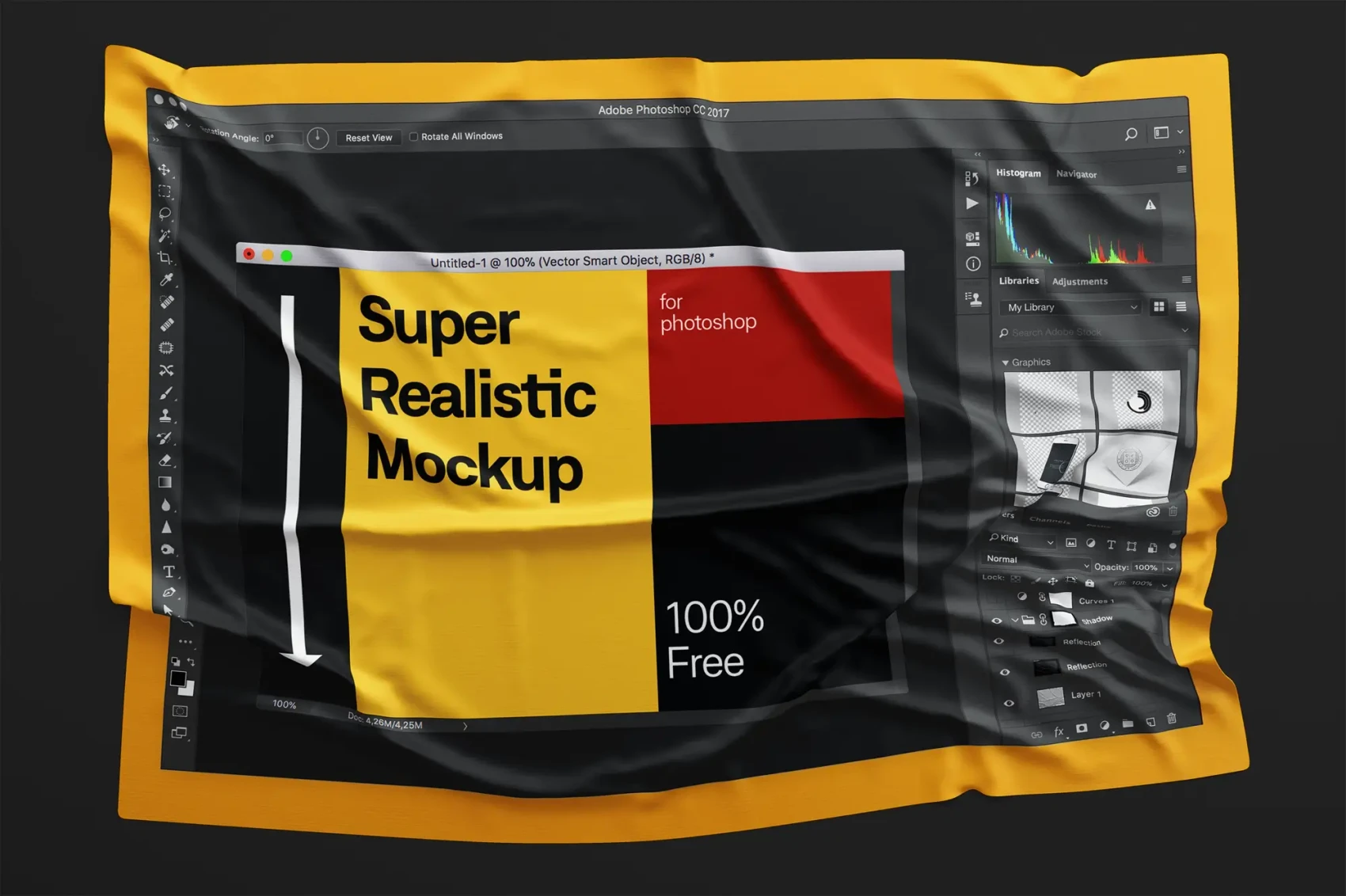 Free Fabric Wrinkled Mockup 3