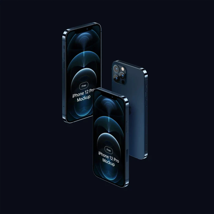 Free Pacific Blue iPhone 12 Pro Mockups