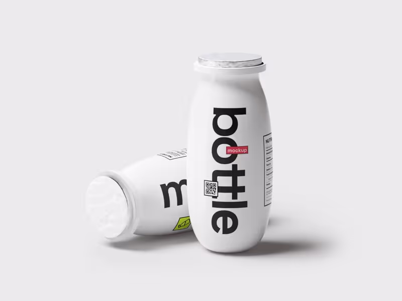 Yougurt Bottle Mockup, Scene 04