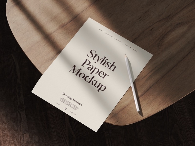 Muele, Paper Mockup with Beautiful Shadows, US, Scene 04