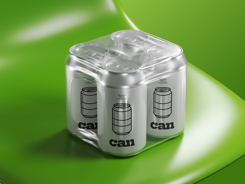 Sleek Soda Can Pack Mockup