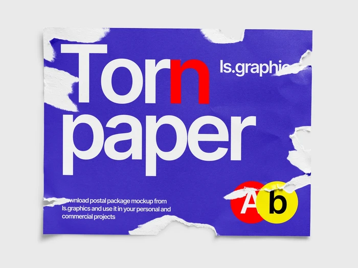 Torn Glossy Poster Mockup, US, 05