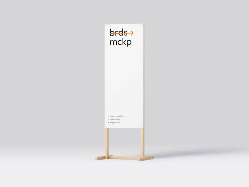 Vertical Banner Mockup on a Wooden Frame, Isolated, 20