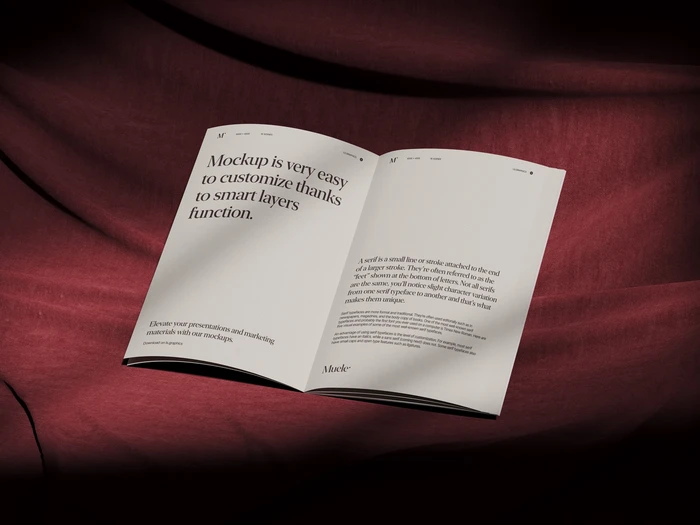 Muele, Realistic Opened Magazine Mockup, EU, Scene 09