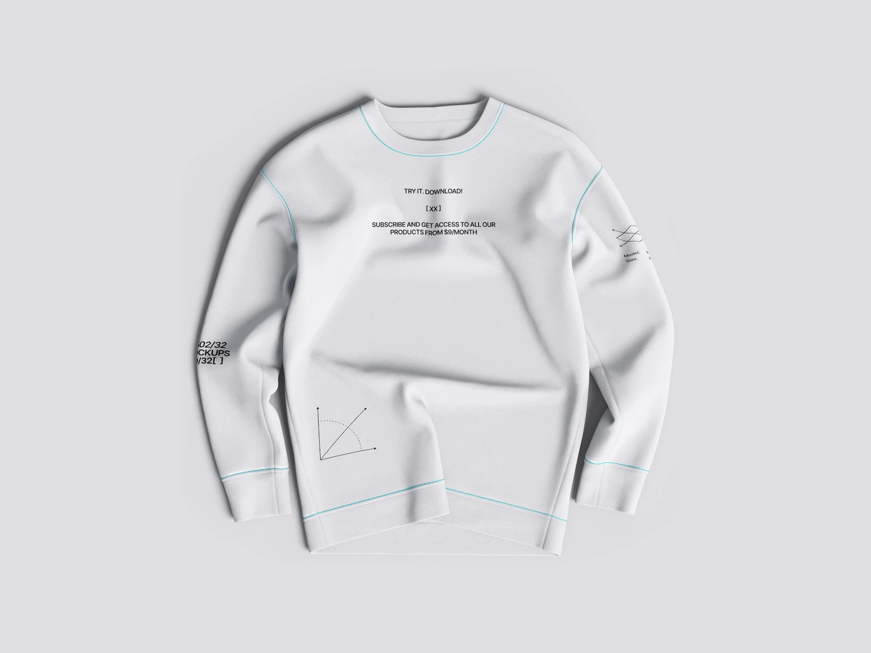 Sweatshirt top view mockup, 02 1
