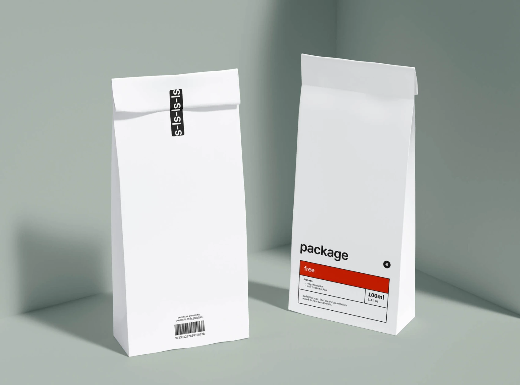 Free 2 Paper Food Bag Mockup 1