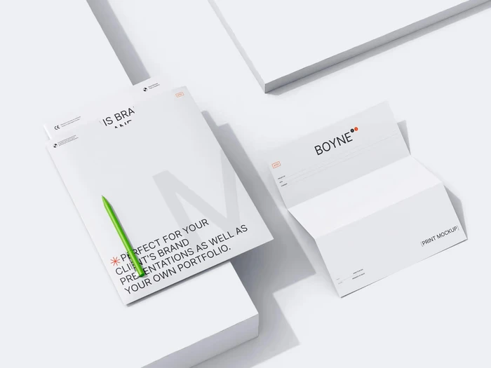 Boyne, A4 Paper Mockup and Brochure Mockups, US, 14