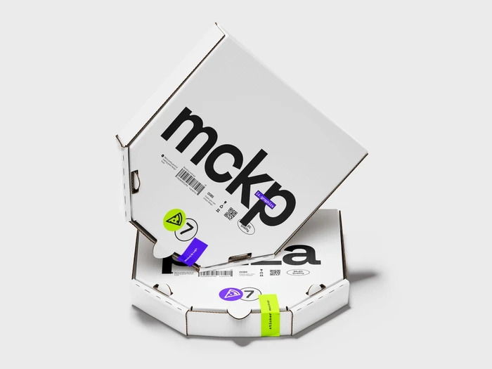 Pizza Box Mockup, Painted, Scene 06