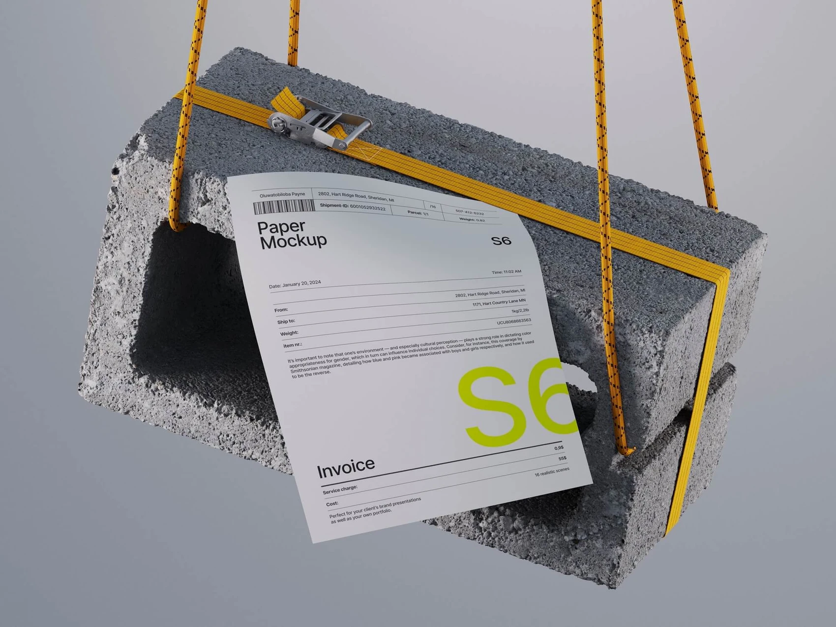 Kaine, A4 Paper Mockup and Concrete Block, US, 13 1