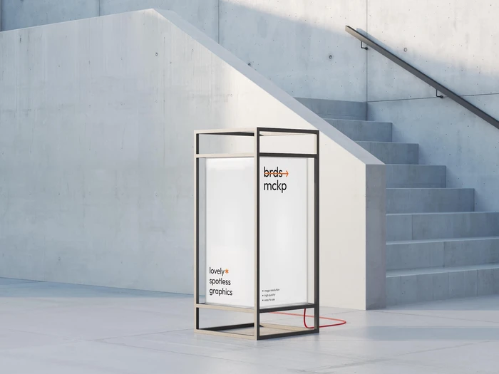 Minimalistic Metal Frame Banner Mockup, Environment, 03