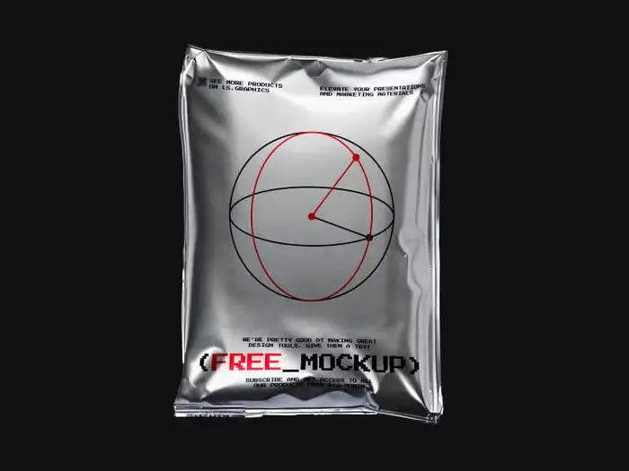 Free Metallic Bloated Package Mockup