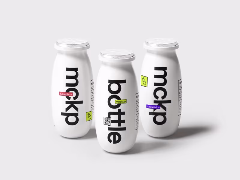 Yougurt Bottle Mockup, Scene 01