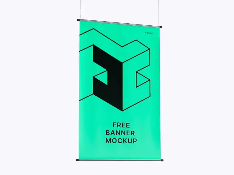 Free Modern Hanging Banner PSD Mockup