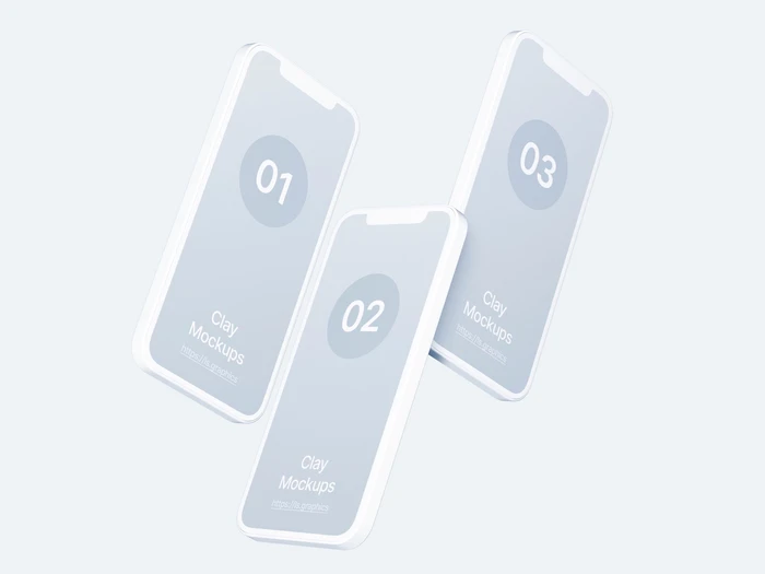 iPhone 12 Pro Clay Mockups, 01