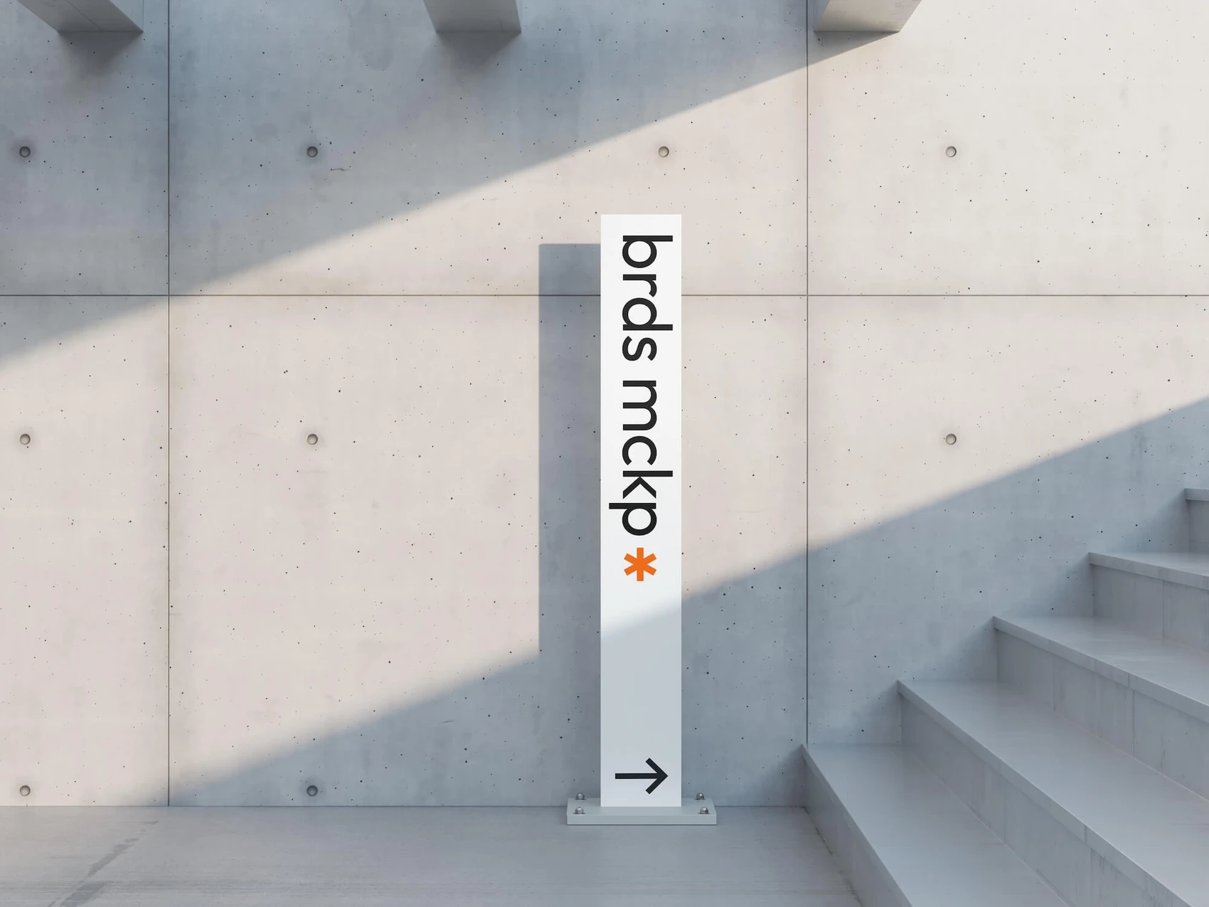 Narrow Sign Mockup in Concrete Setting, Environment, 05 1