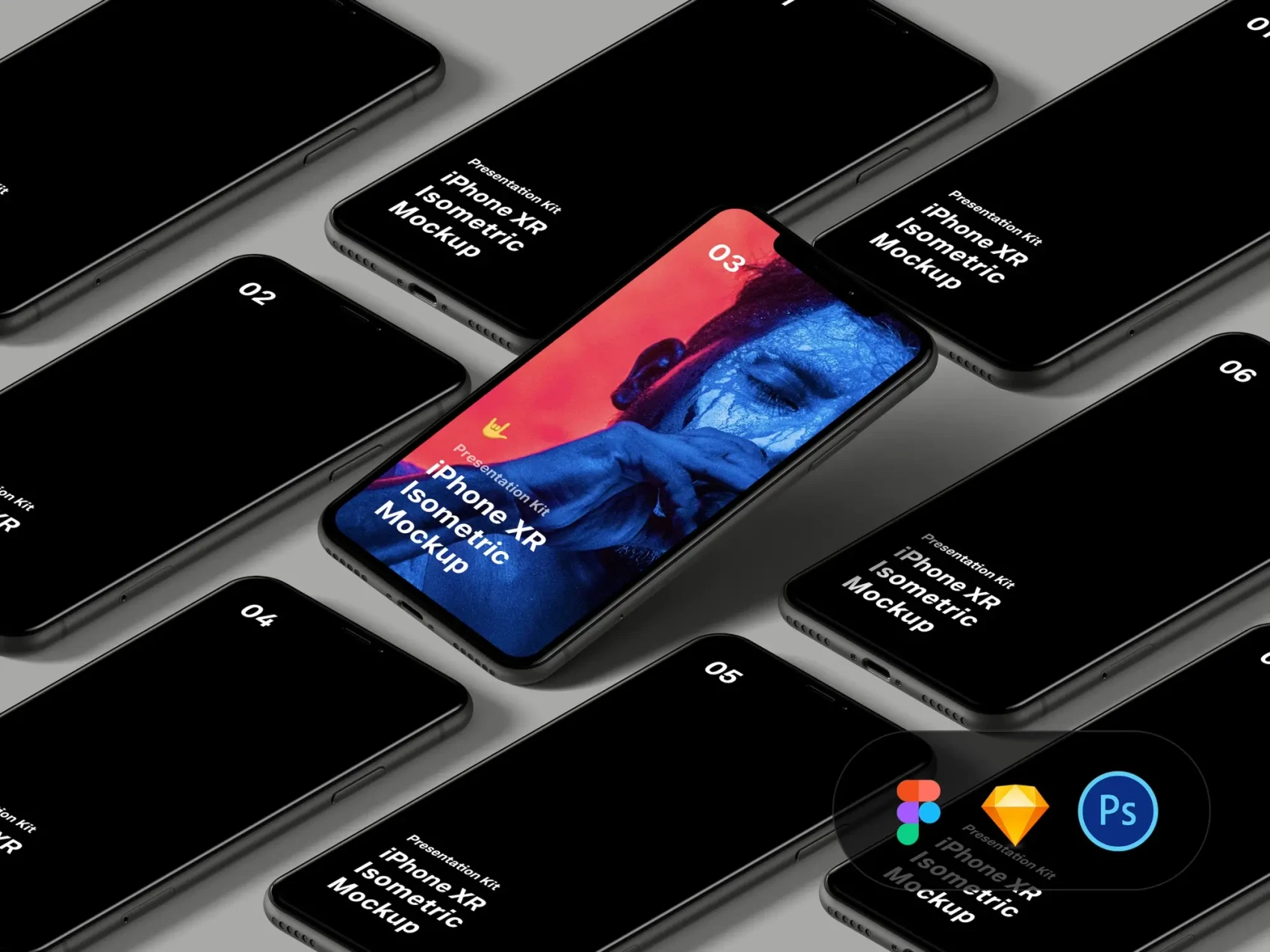 Free Isometric iPhone XR Mockup 1