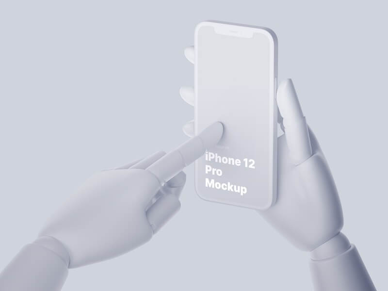 Wooden Hands iPhone 12 Pro Clay Mockups, 04