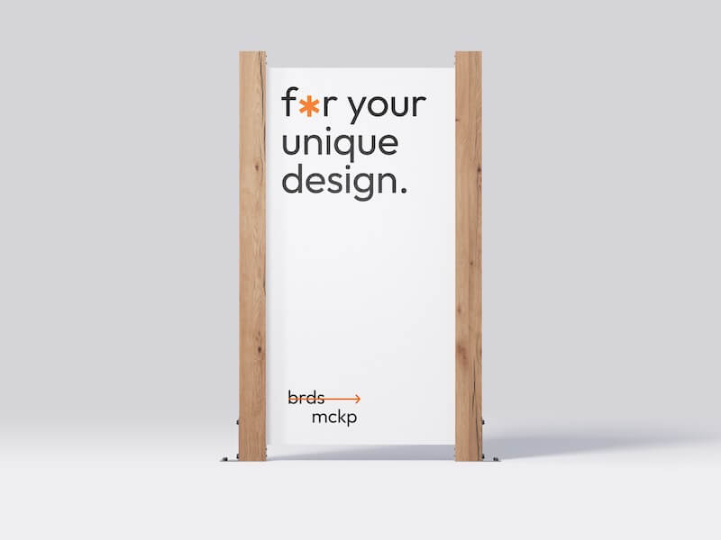 Top-Quality Wooden Frame Pylon Mockup, Isolated, 18