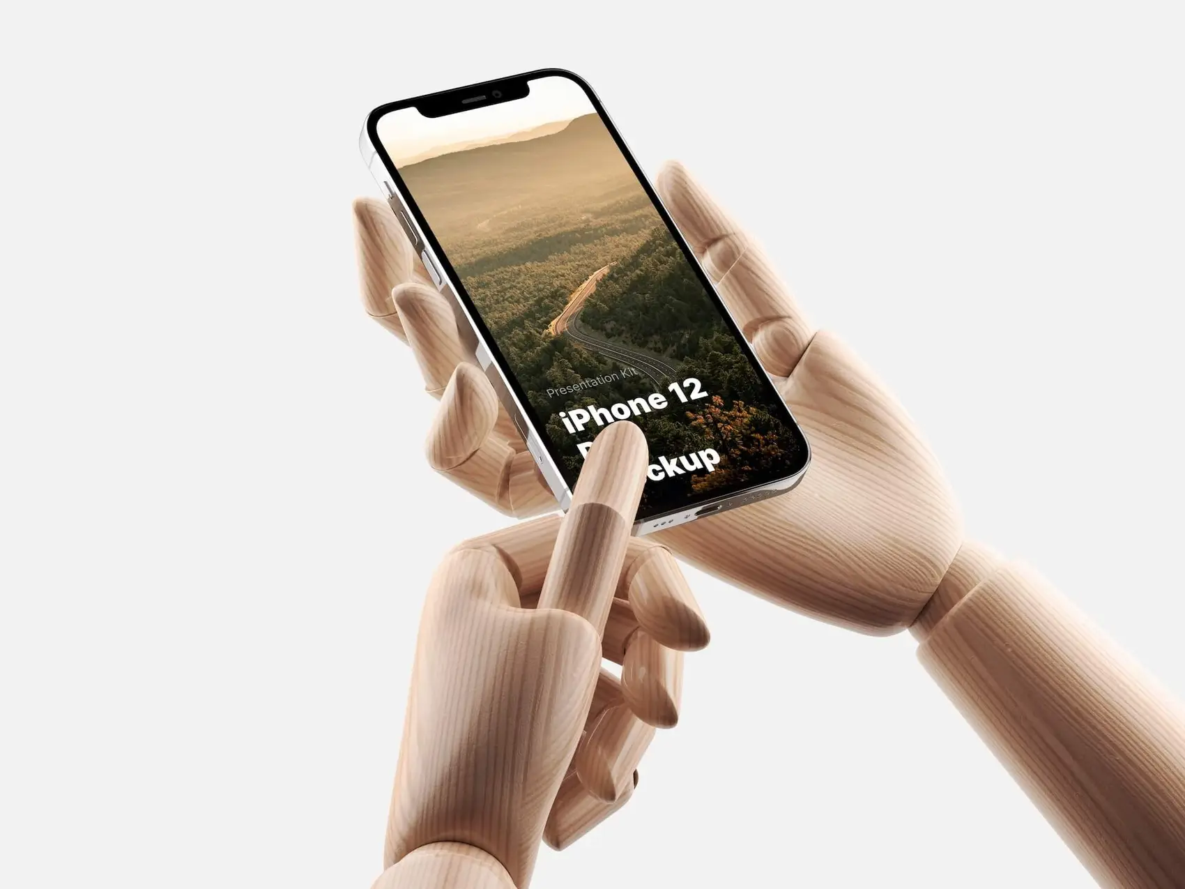 Wooden Hands iPhone 12 Pro Mockups, 06 1