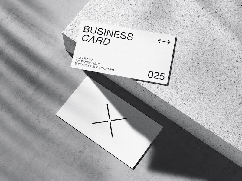 Qubus, Business Card Mockups in Top View, EU, 03