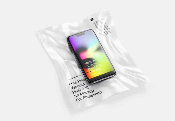 Free Vacuum Plastic Pixel 3 XL Mockup 5