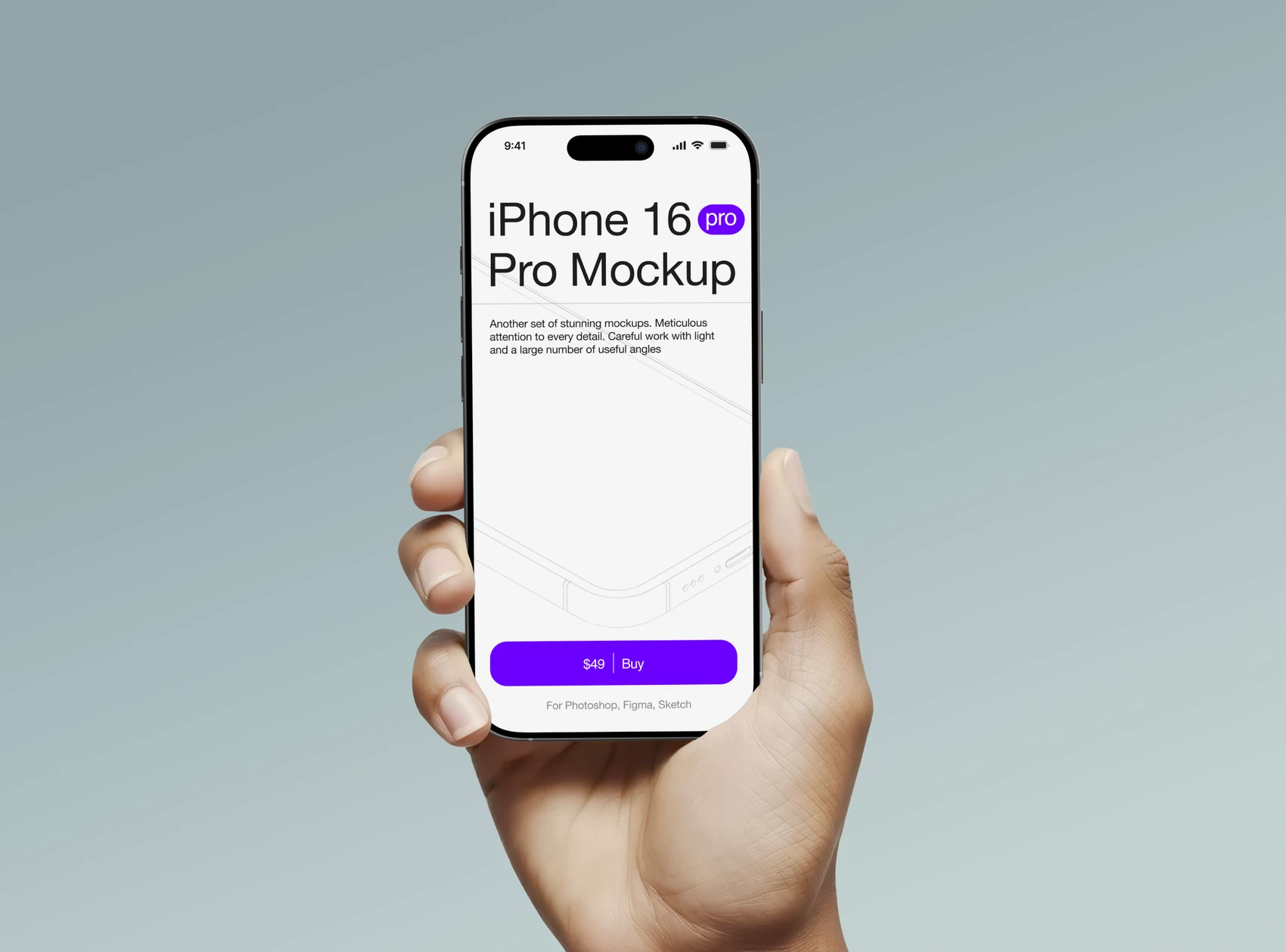 Free Realistic iPhone 16 Pro in Hand Mockup 1