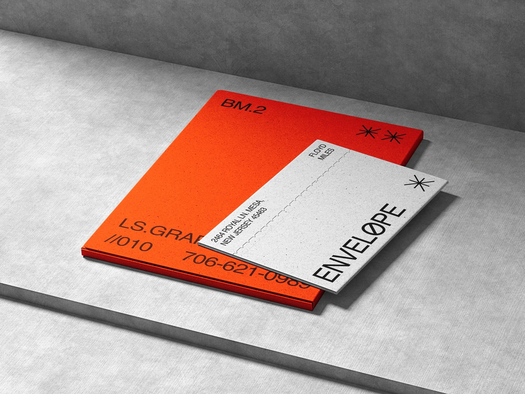 Kander, Folder Mockup and Envelope Mockup in Perspective View, US 14 1