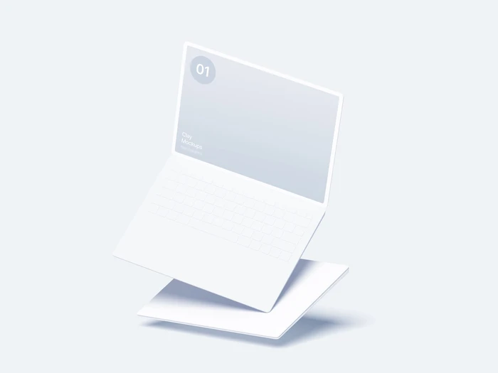 Laptop Clay Mockups, 01