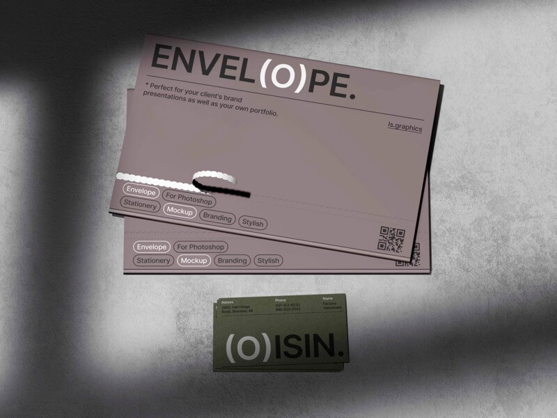 Oisin, High-Quality Envelope Mockups and Business Card Mockups, US, 04