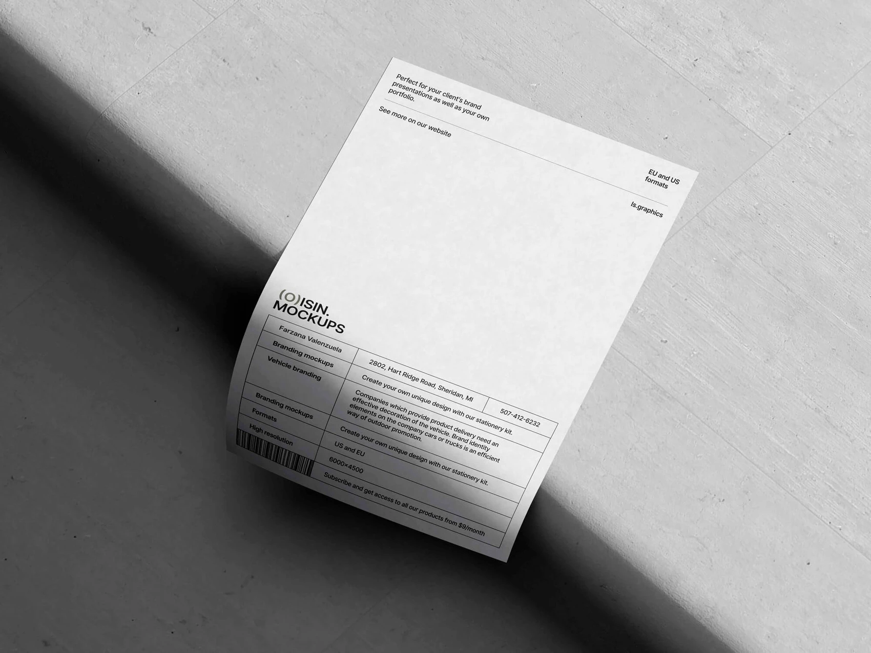 Oisin, A4 Paper Mockup in Perspective View, EU, 13 1