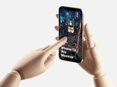 Wooden Hands iPhone 12 Pro Mockups