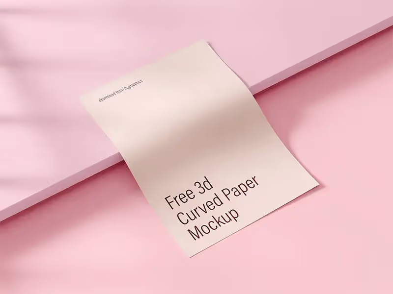 Free 3D Curved Paper Mockup