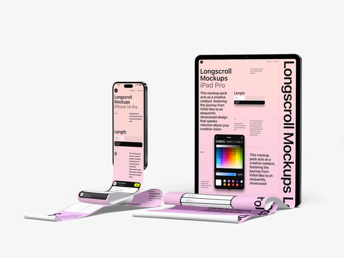 iPad and iPhone Longscroll Mockup, 005