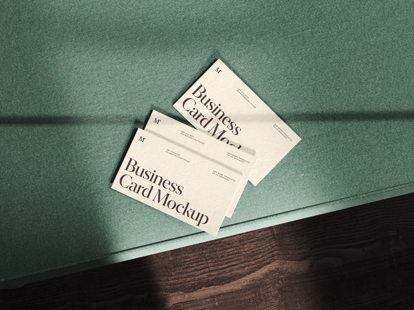 Muele, Business Card Mockups in Top View, US, Scene 06 1