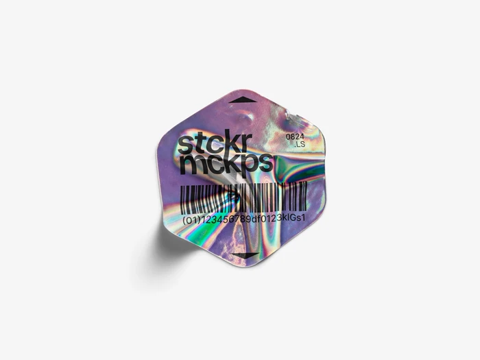 Holographic Sticker Mockup, Scene 26